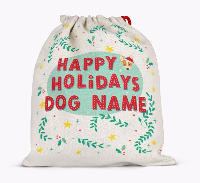 Happy Holidays: Personalized {breedFullName} Santa Sack